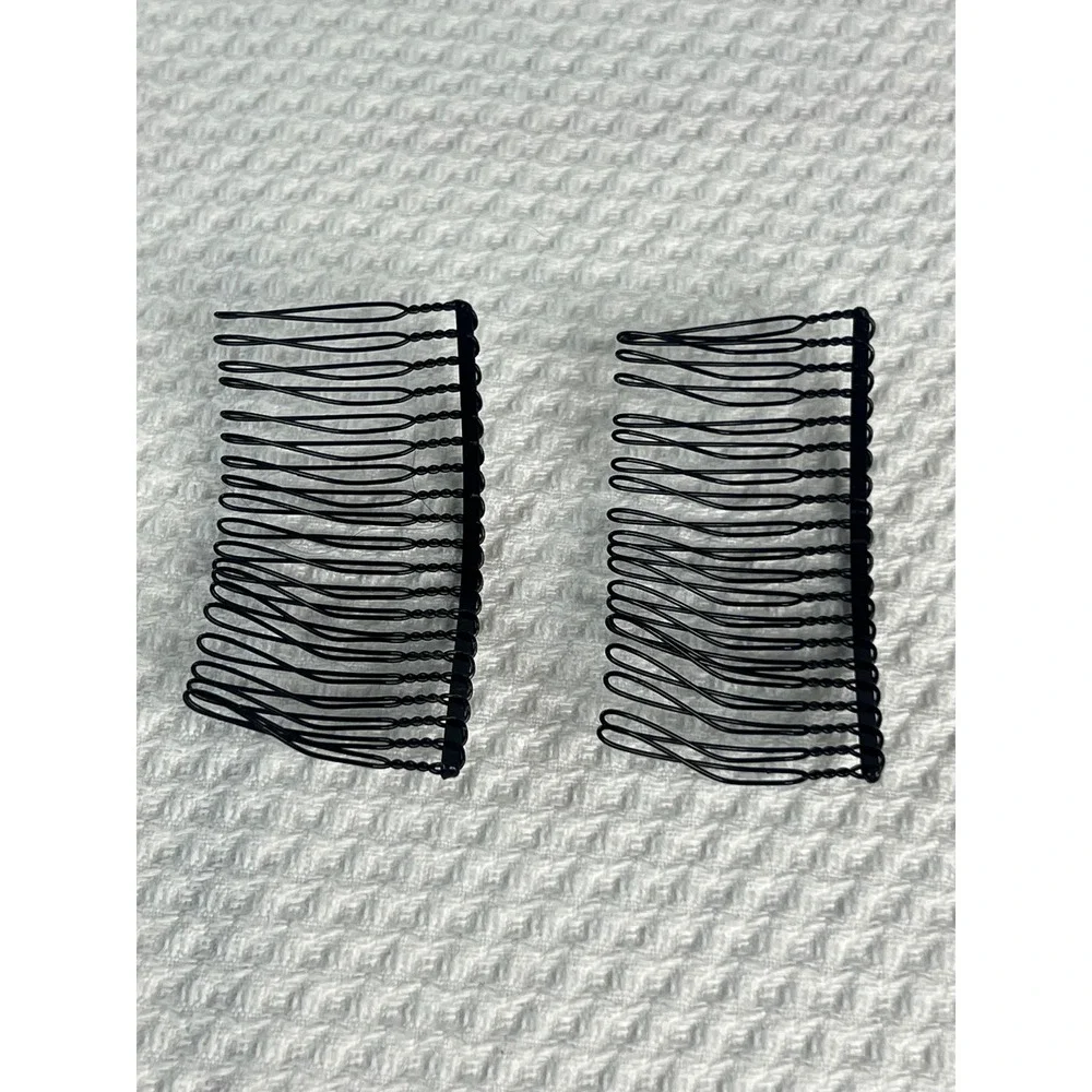 Vintage Tip Top‎ Prod Co USA Metal Duckbill Hair Clips and Black Wire Side Combs